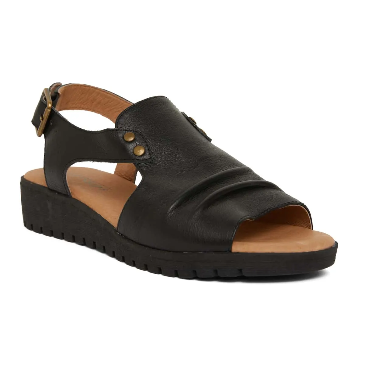 Gelato Sandal in Black Leather