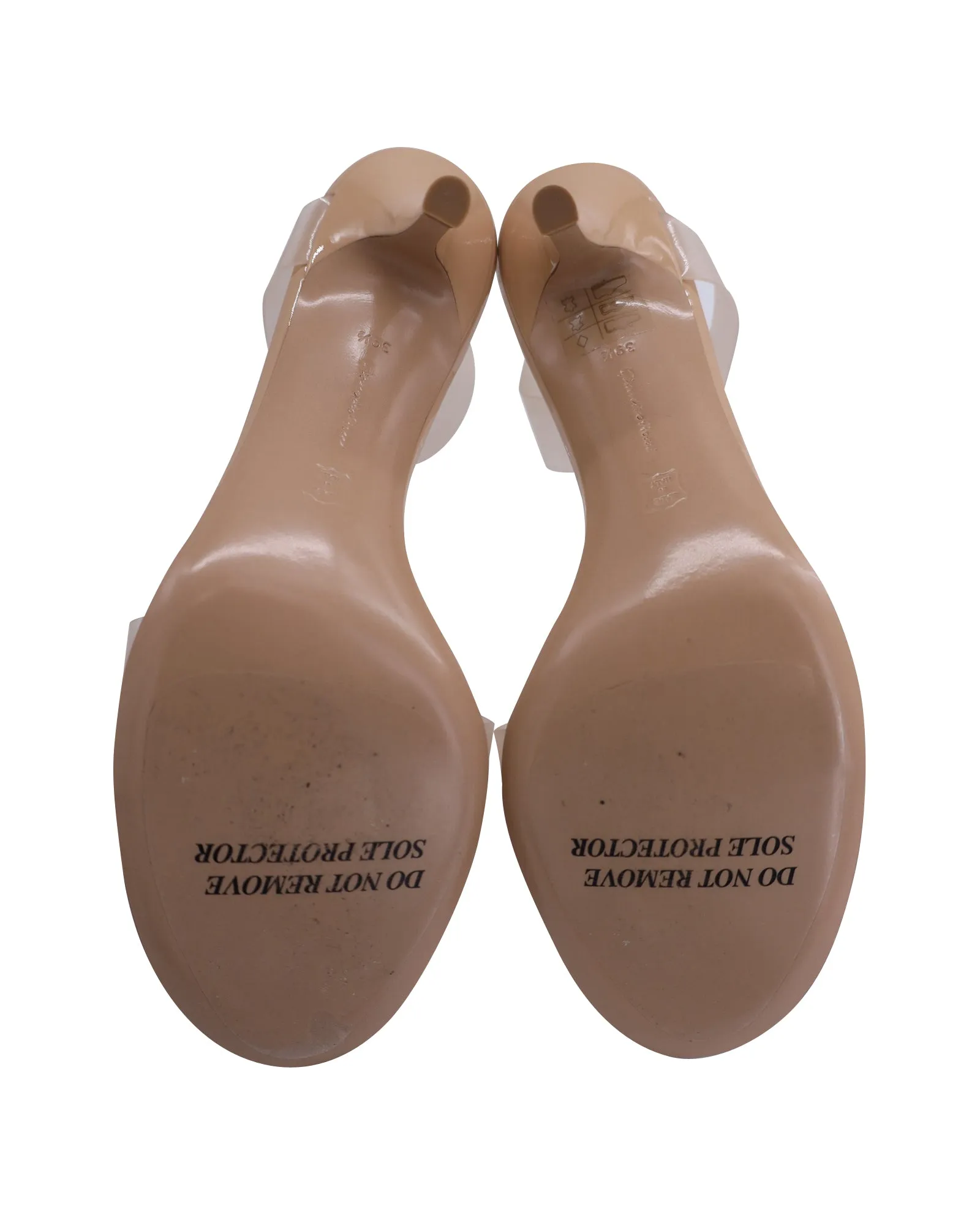 Gianvito Rossi Metropolis 70 Heeled Sandals in Nude PVC