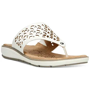 Ginny Womens Leather Cut-Out Flat Sandals