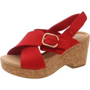 Giselle Dove Womens Cork Nubuck Wedge Sandals