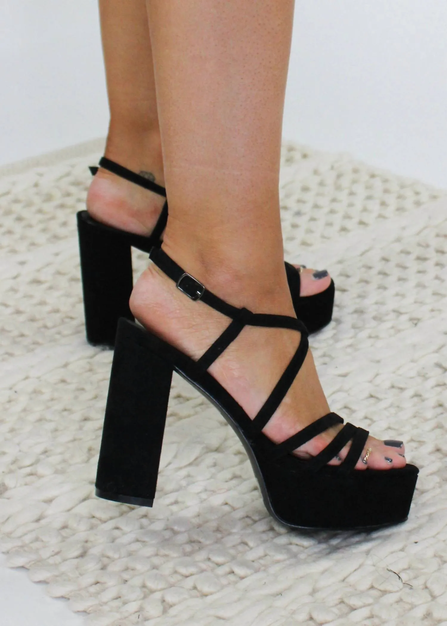 Goldie Heels In Black Suede