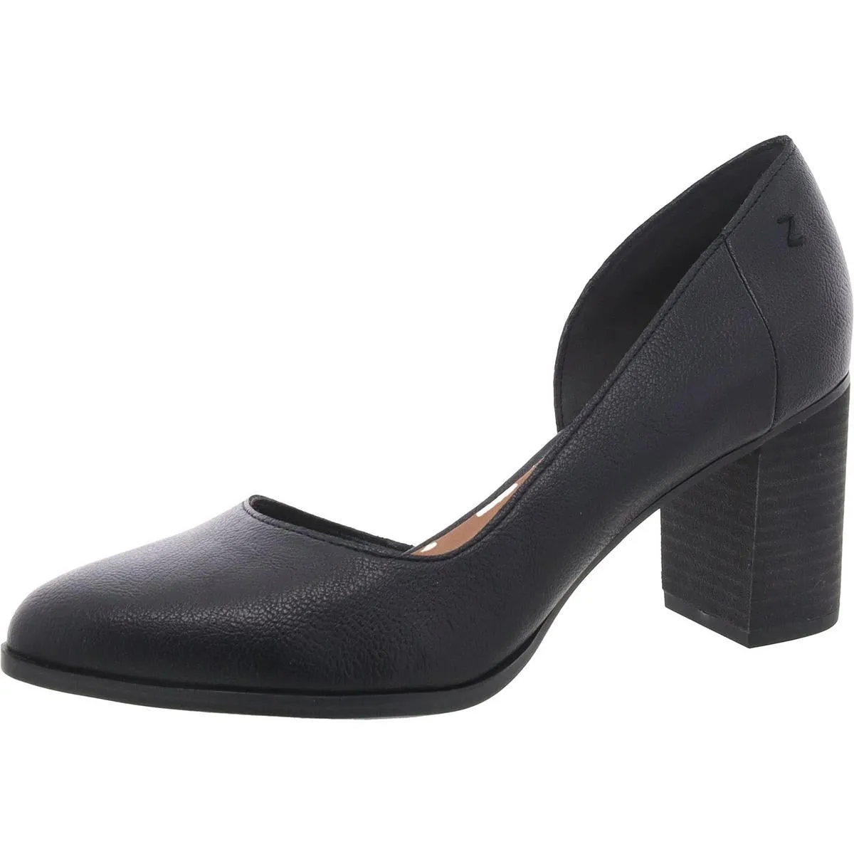 Gracie Womens Leather Block D'Orsay Heels