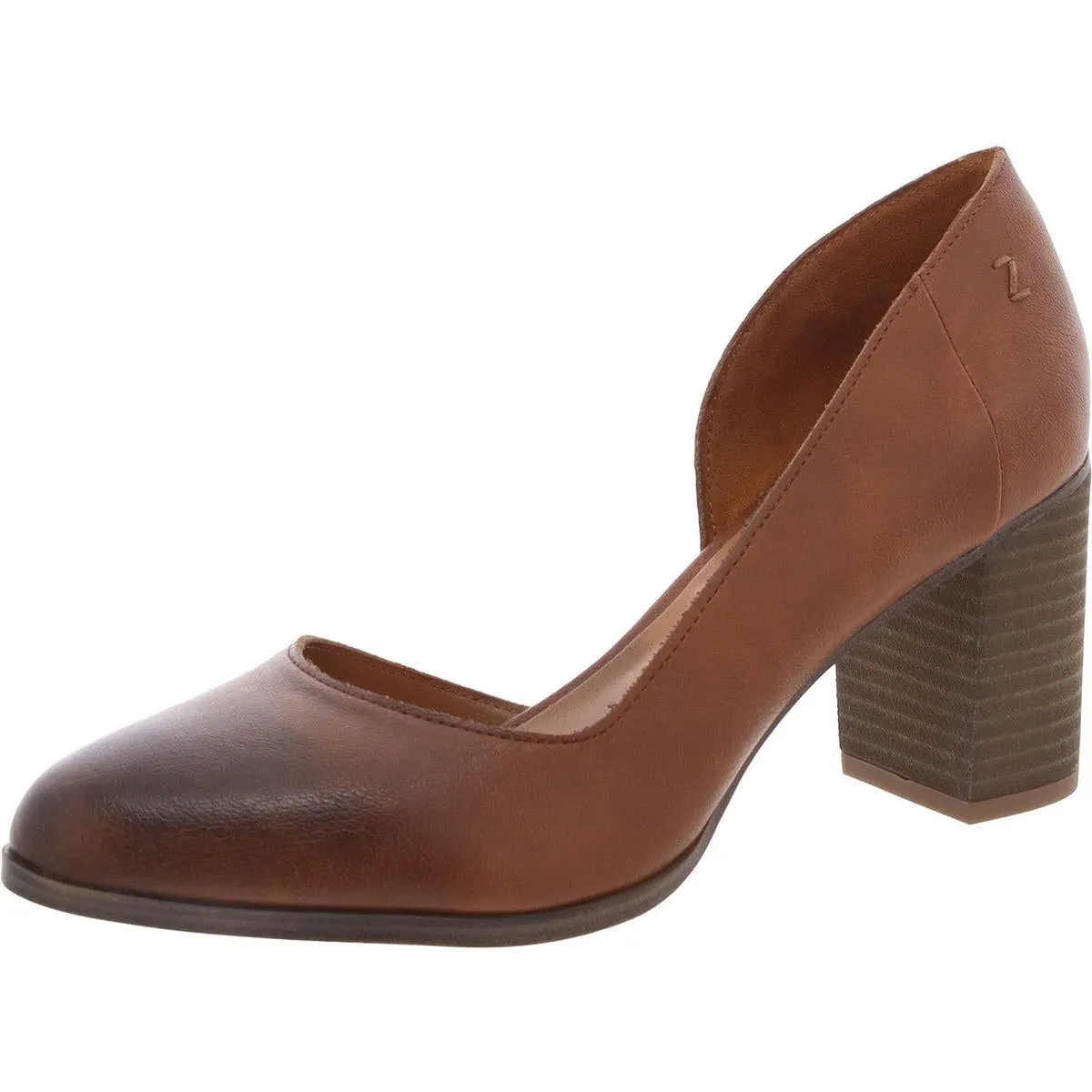 Gracie Womens Leather Block D'Orsay Heels