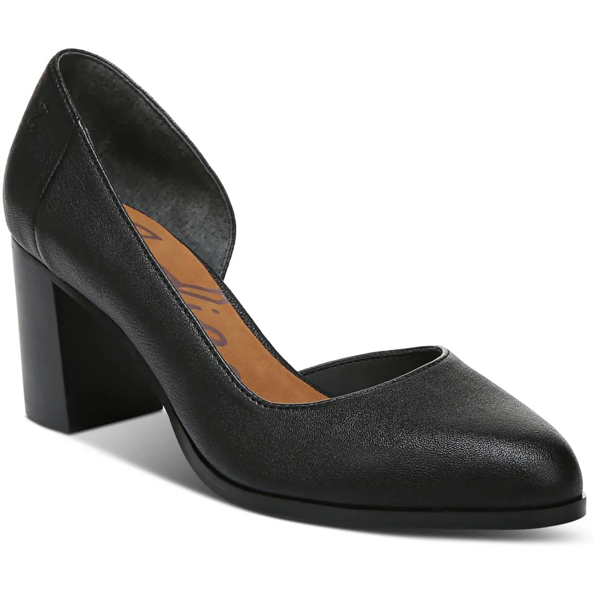 Gracie Womens Leather Block D'Orsay Heels