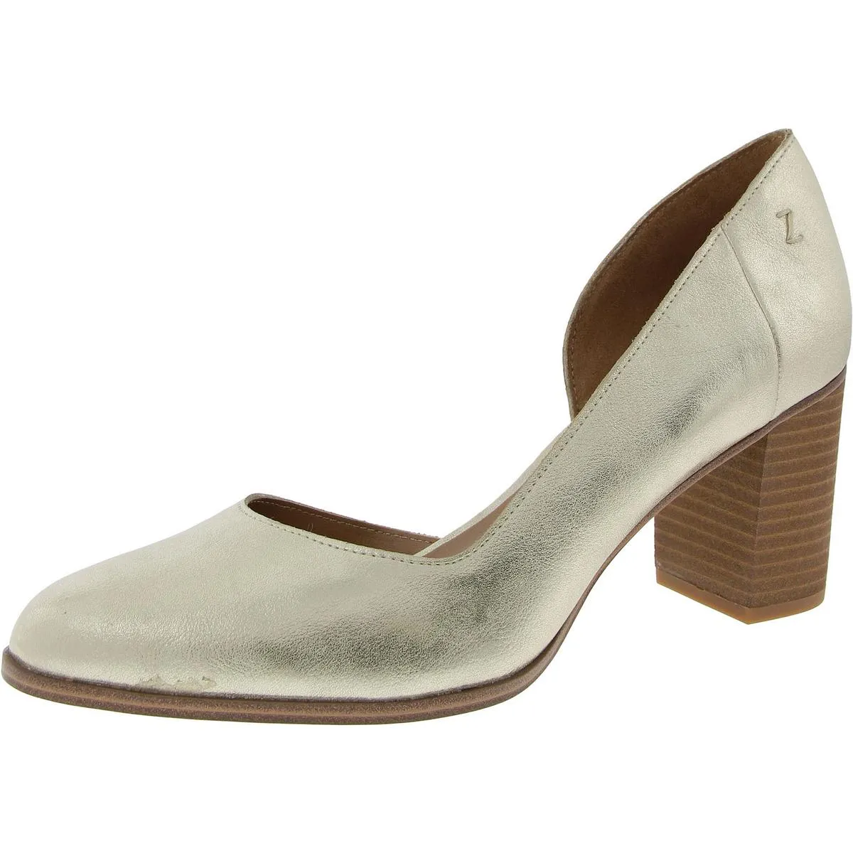 Gracie Womens Leather Block D'Orsay Heels