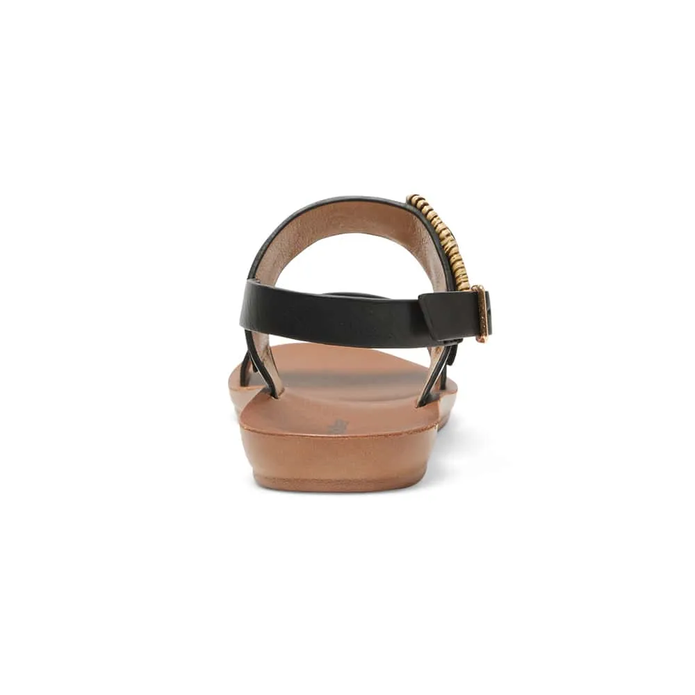 Grand Sandal in Black Smooth