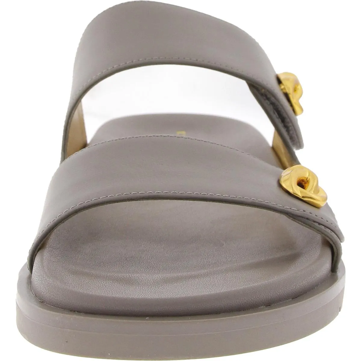 HAZLEY Womens Crossover Leather Slide Sandals