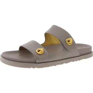 HAZLEY Womens Crossover Leather Slide Sandals