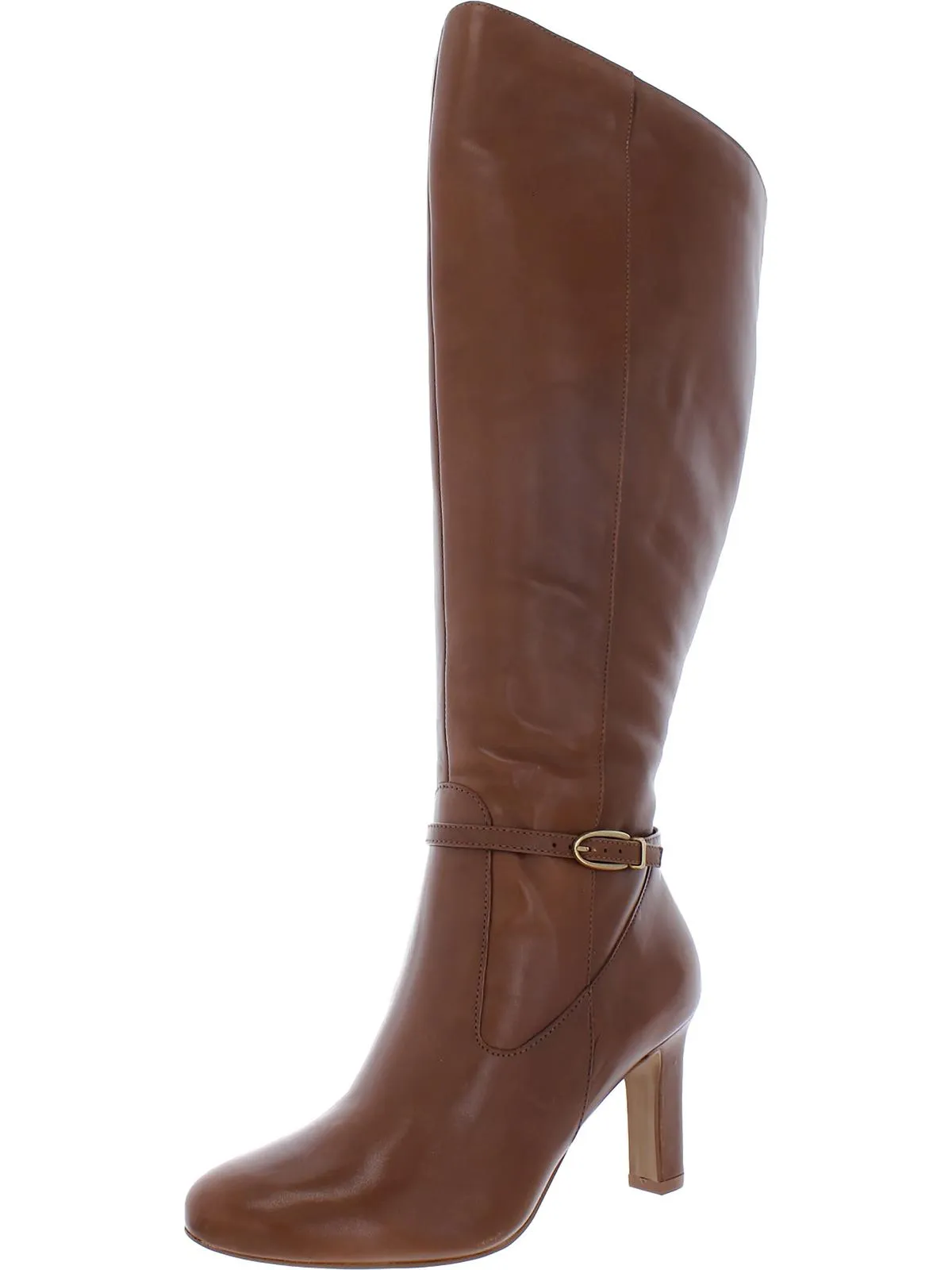 Henny Womens Leather Wide Calf Knee-High Boots