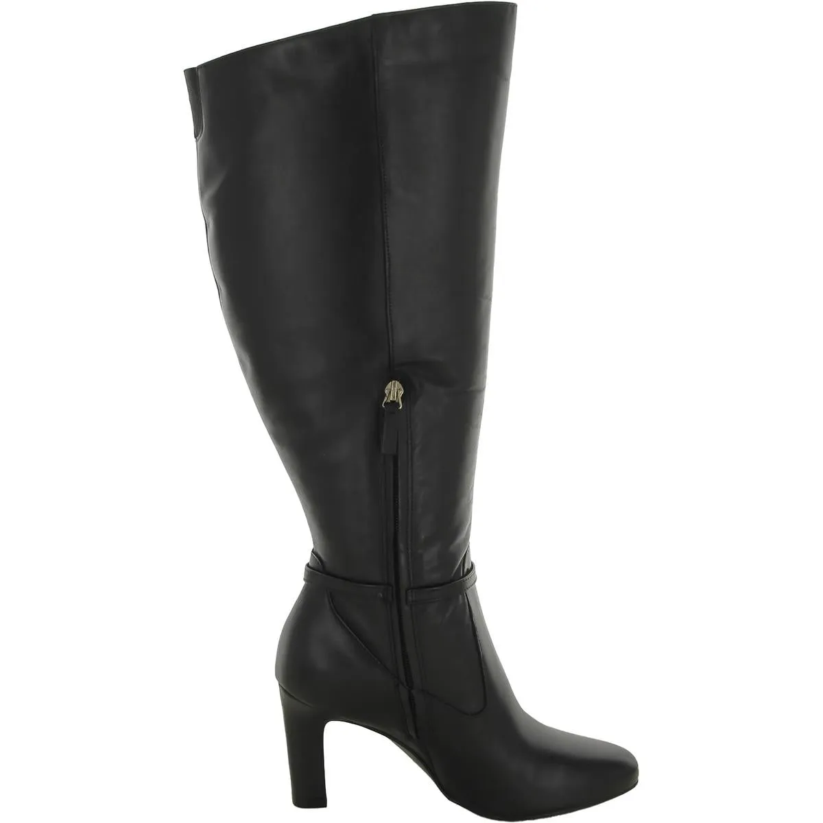 Henny Womens Leather Wide Calf Knee-High Boots