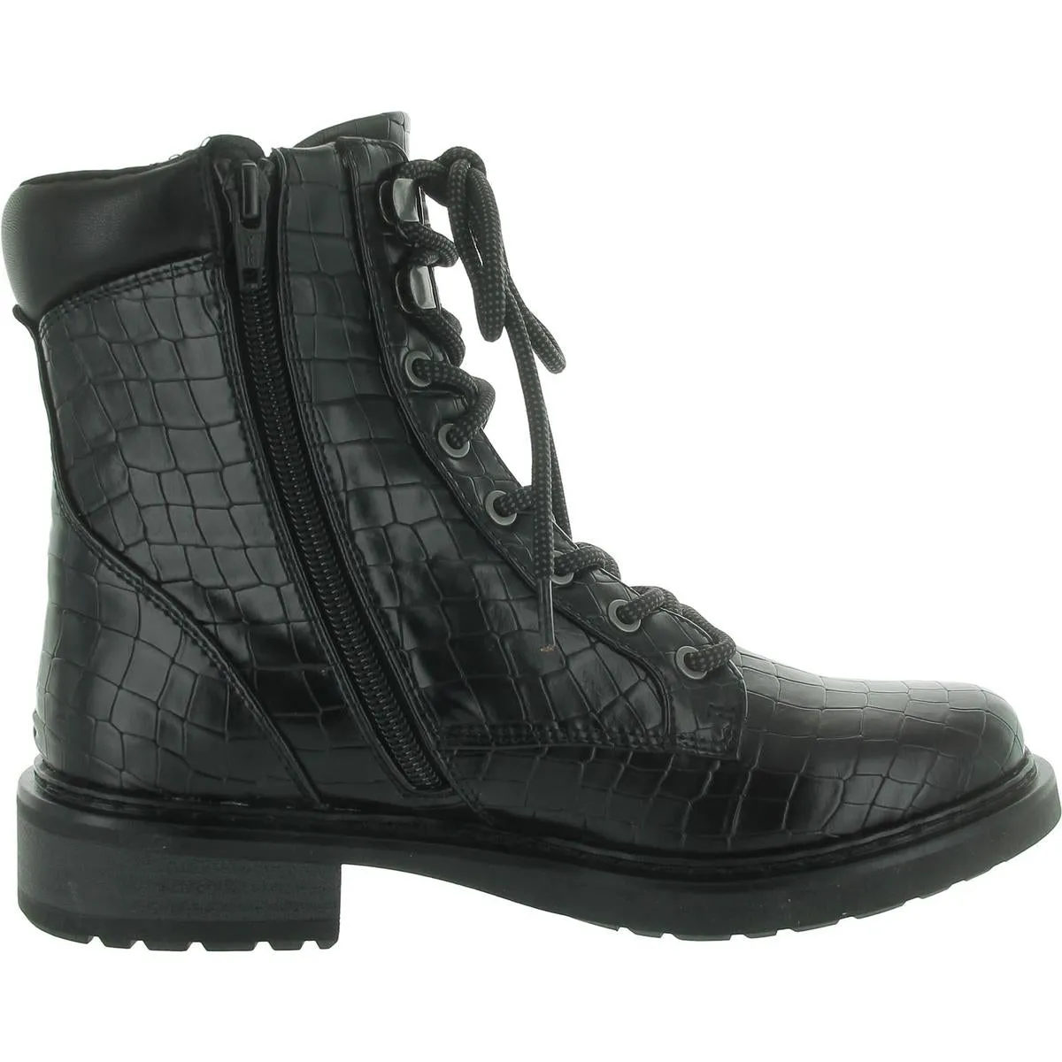 Holden Womens Zipper Lace-Up Combat & Lace-Up Boots