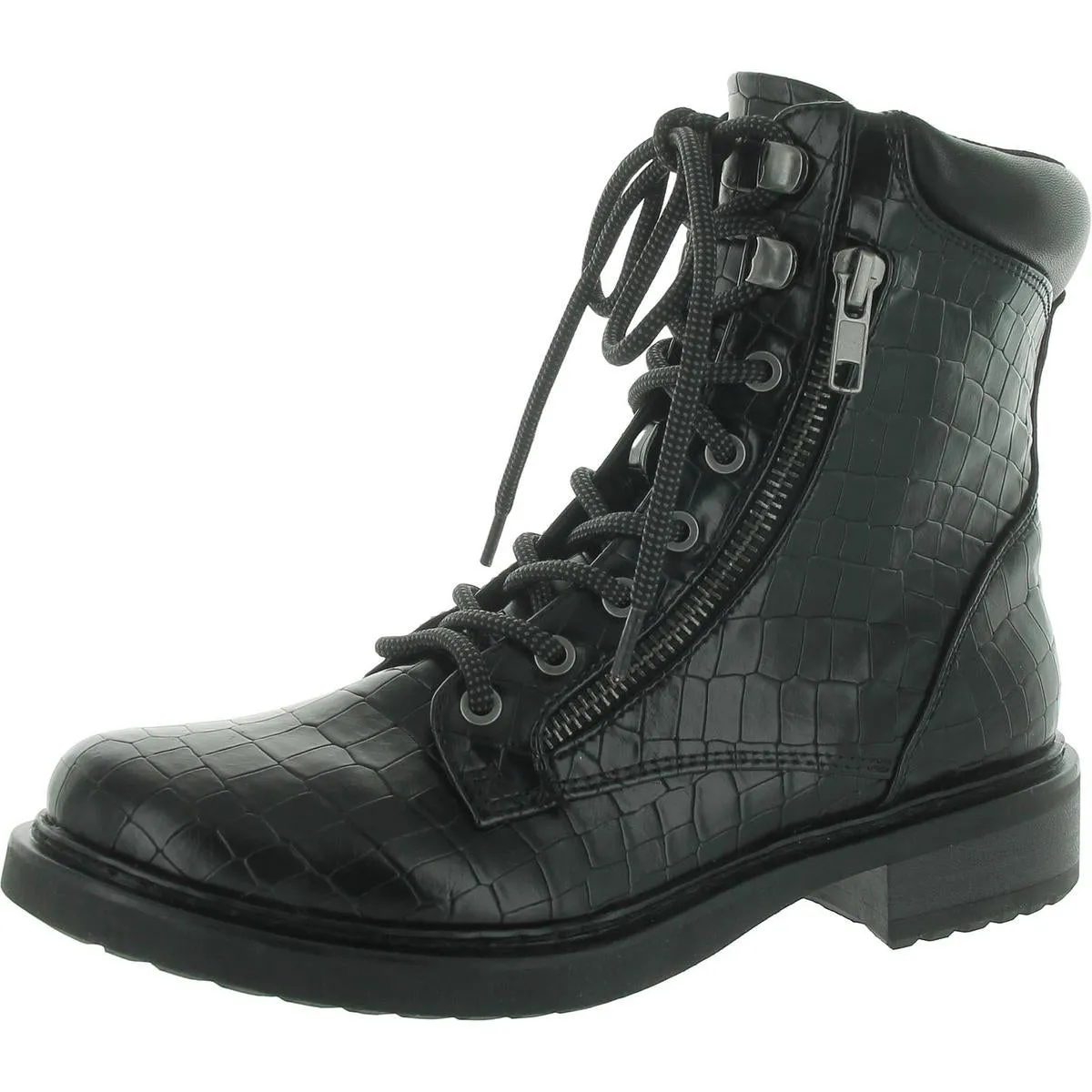 Holden Womens Zipper Lace-Up Combat & Lace-Up Boots