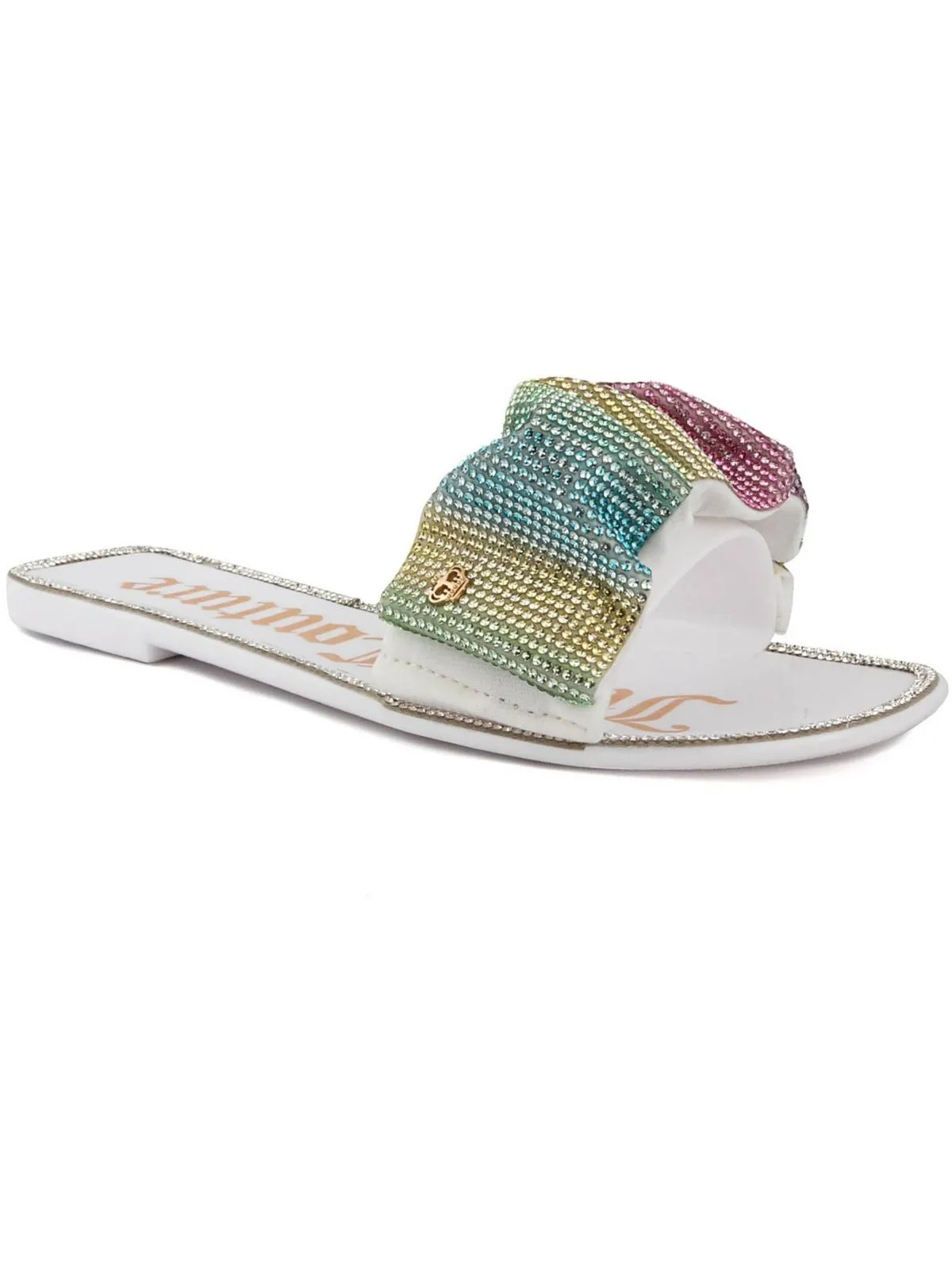 Hollyn Womens Embellished Slip-On Slide Sandals
