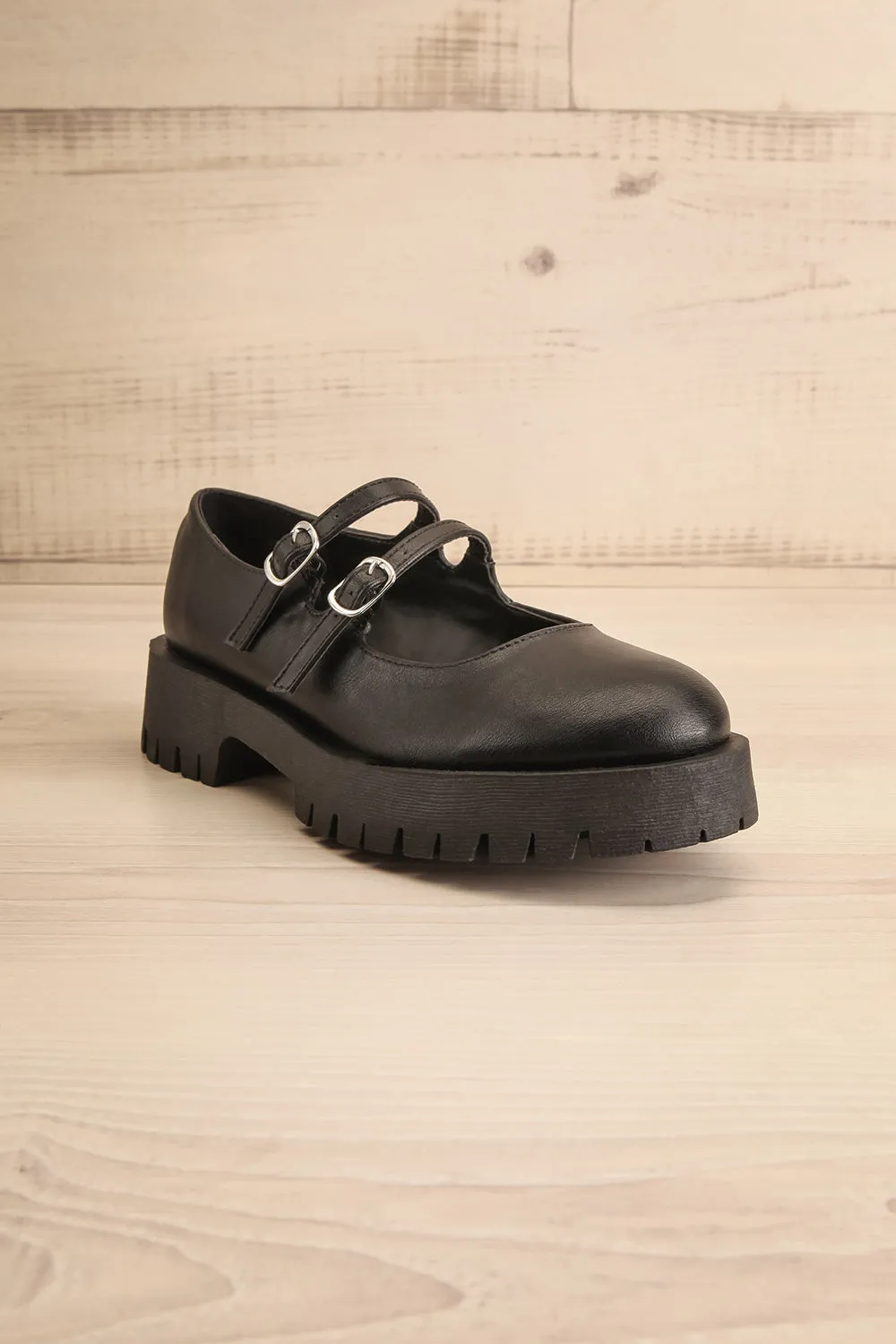 Hutch Black | Faux-Leather Mary-Jane Platform Shoes