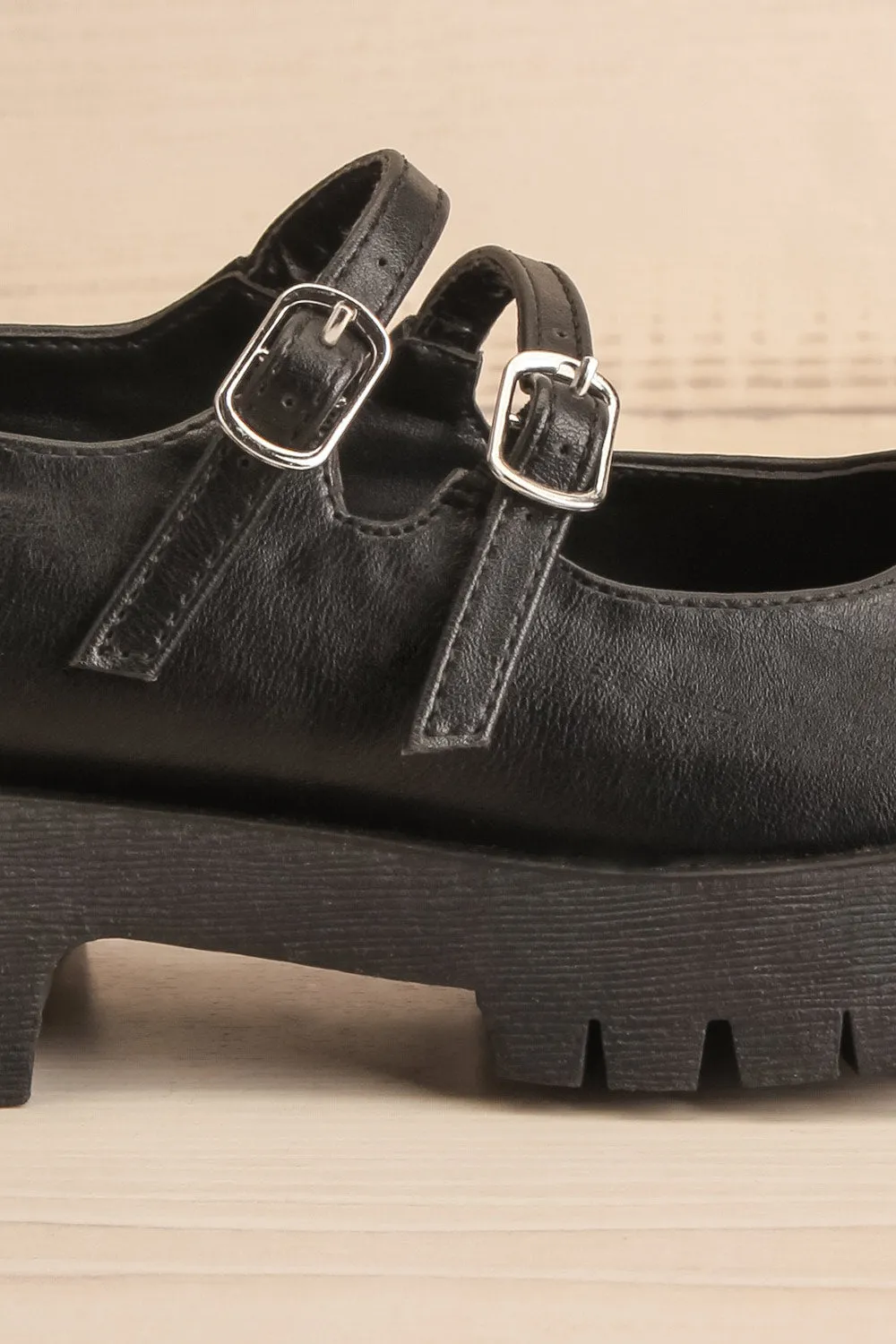 Hutch Black | Faux-Leather Mary-Jane Platform Shoes
