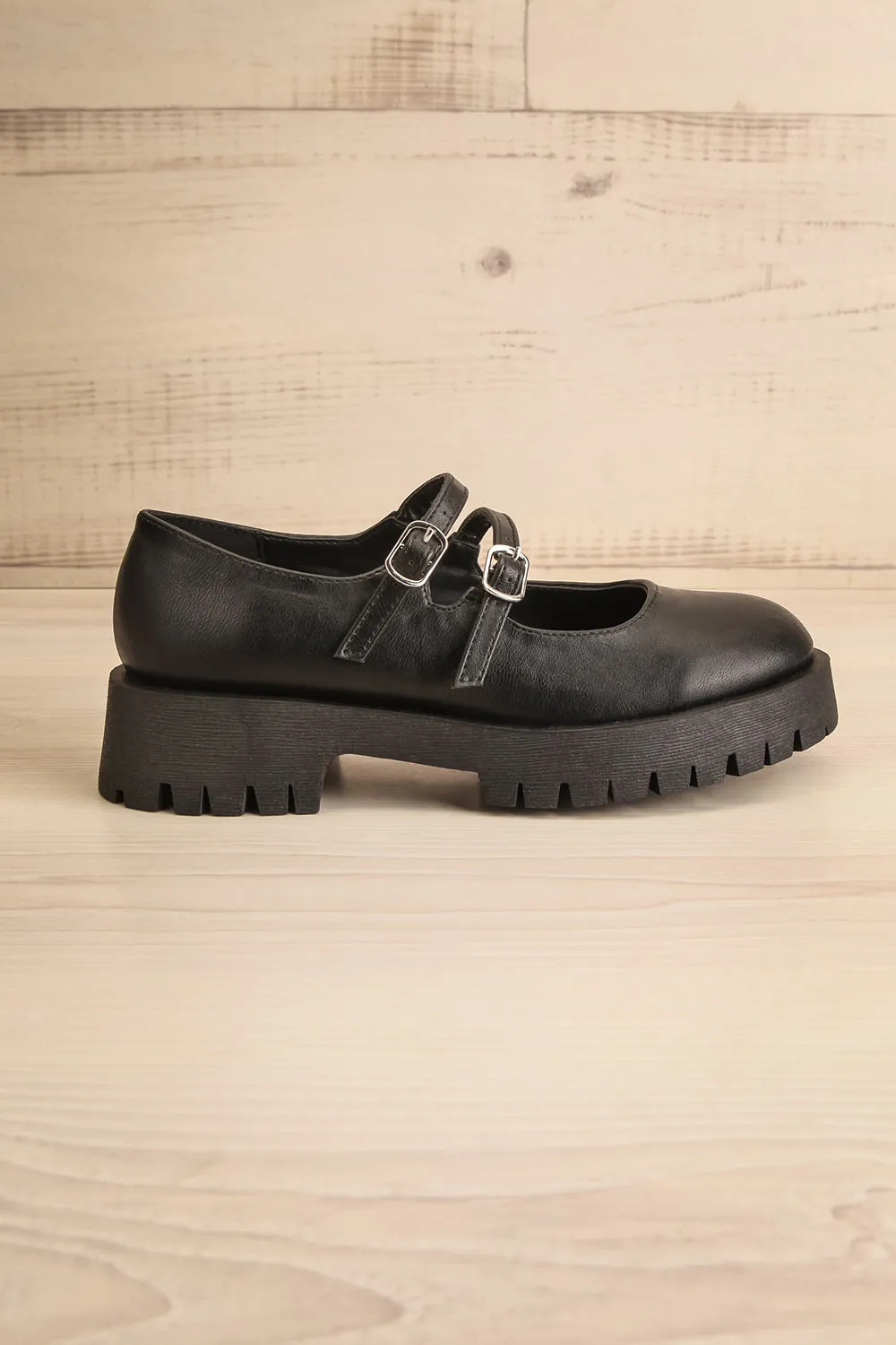 Hutch Black | Faux-Leather Mary-Jane Platform Shoes