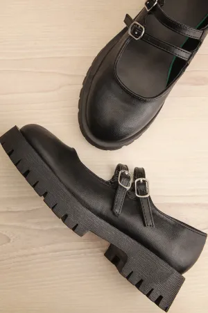 Hutch Black | Faux-Leather Mary-Jane Platform Shoes