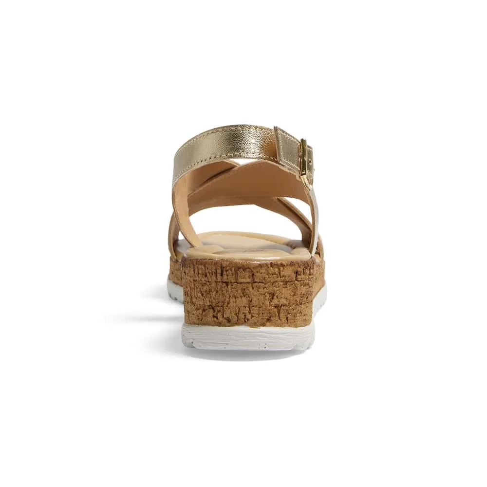 Idle Wedge in Gold Leather