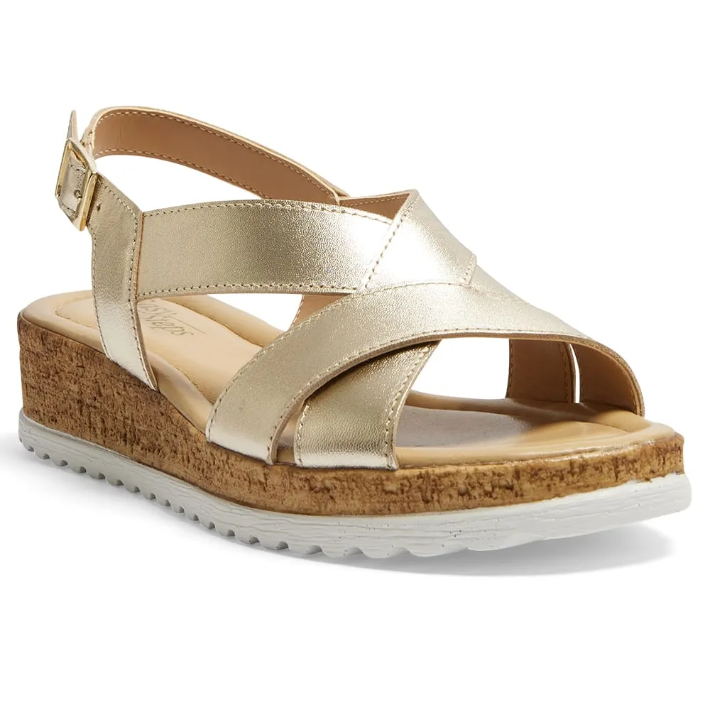 Idle Wedge in Gold Leather