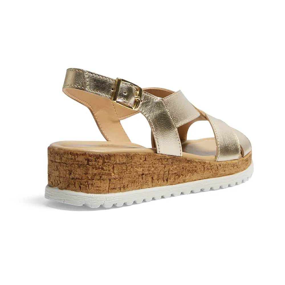 Idle Wedge in Gold Leather