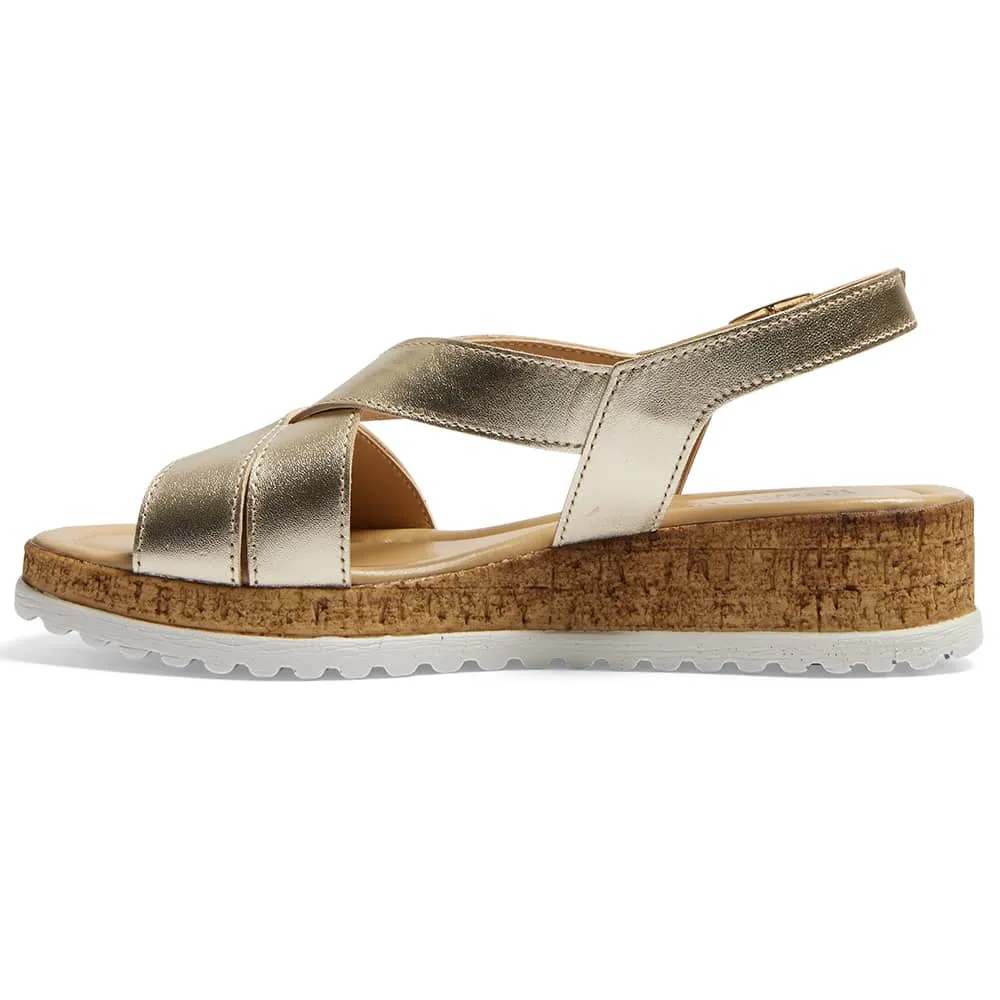 Idle Wedge in Gold Leather