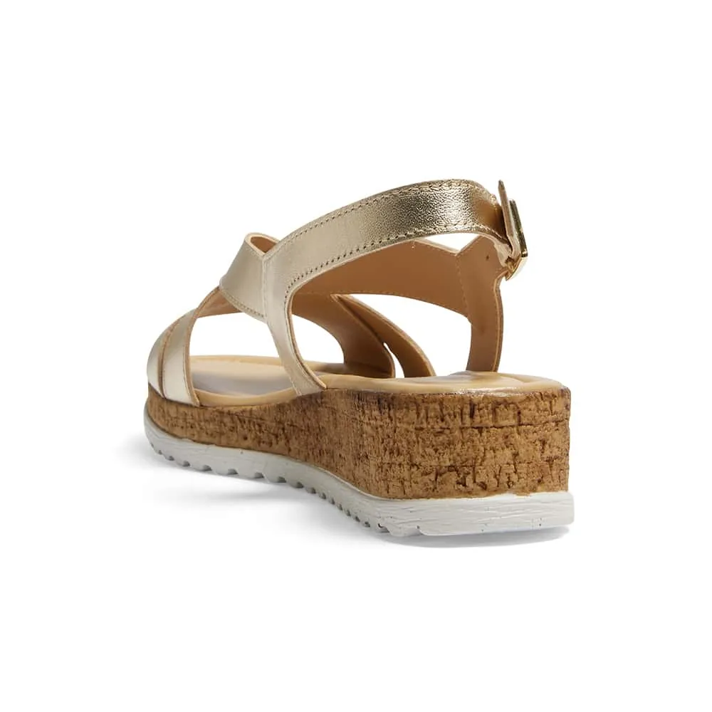 Idle Wedge in Gold Leather