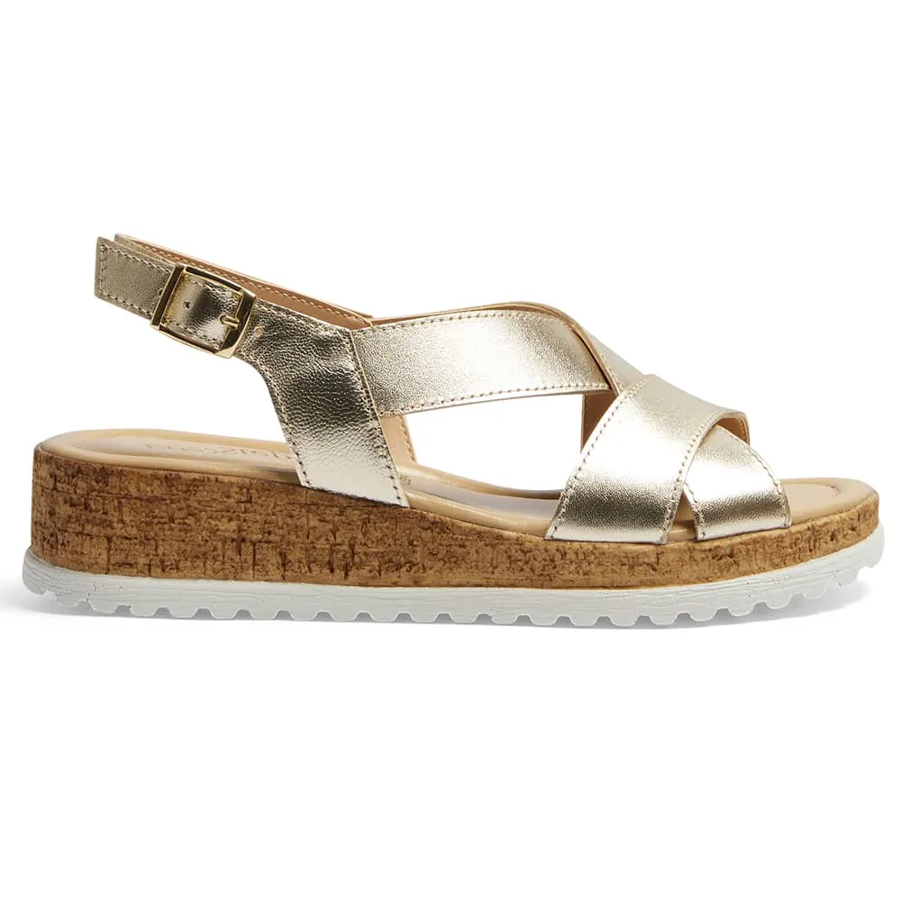 Idle Wedge in Gold Leather