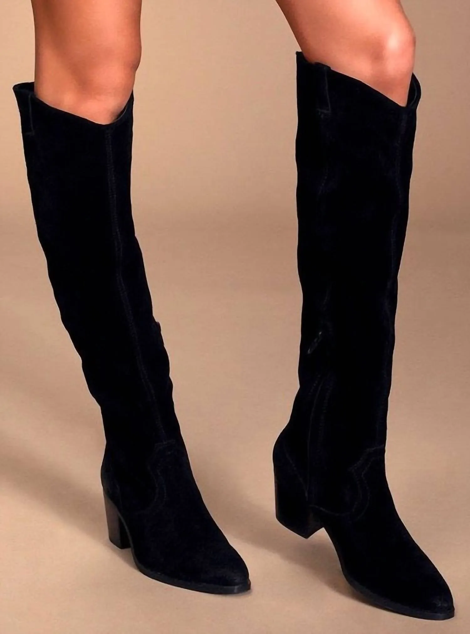 Izzy Suede Upper High Bootie In Black
