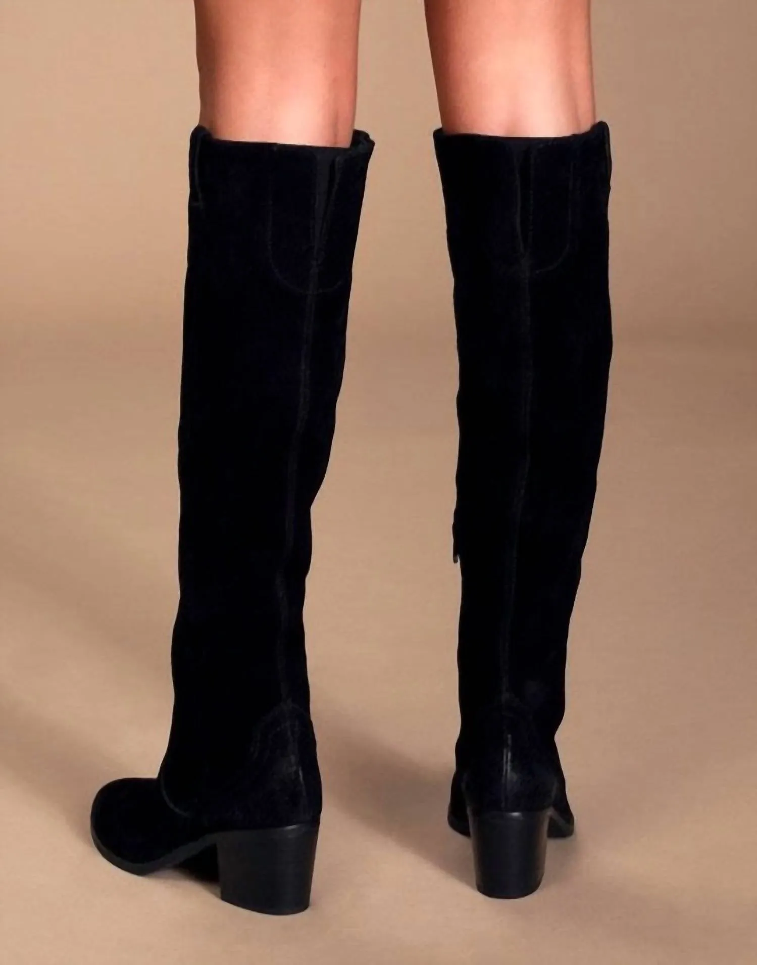 Izzy Suede Upper High Bootie In Black