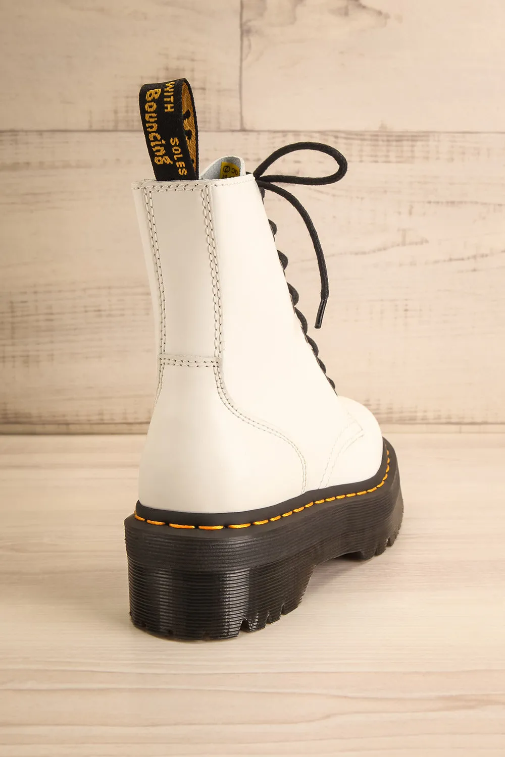 Jadon White Polished | Platform Boots