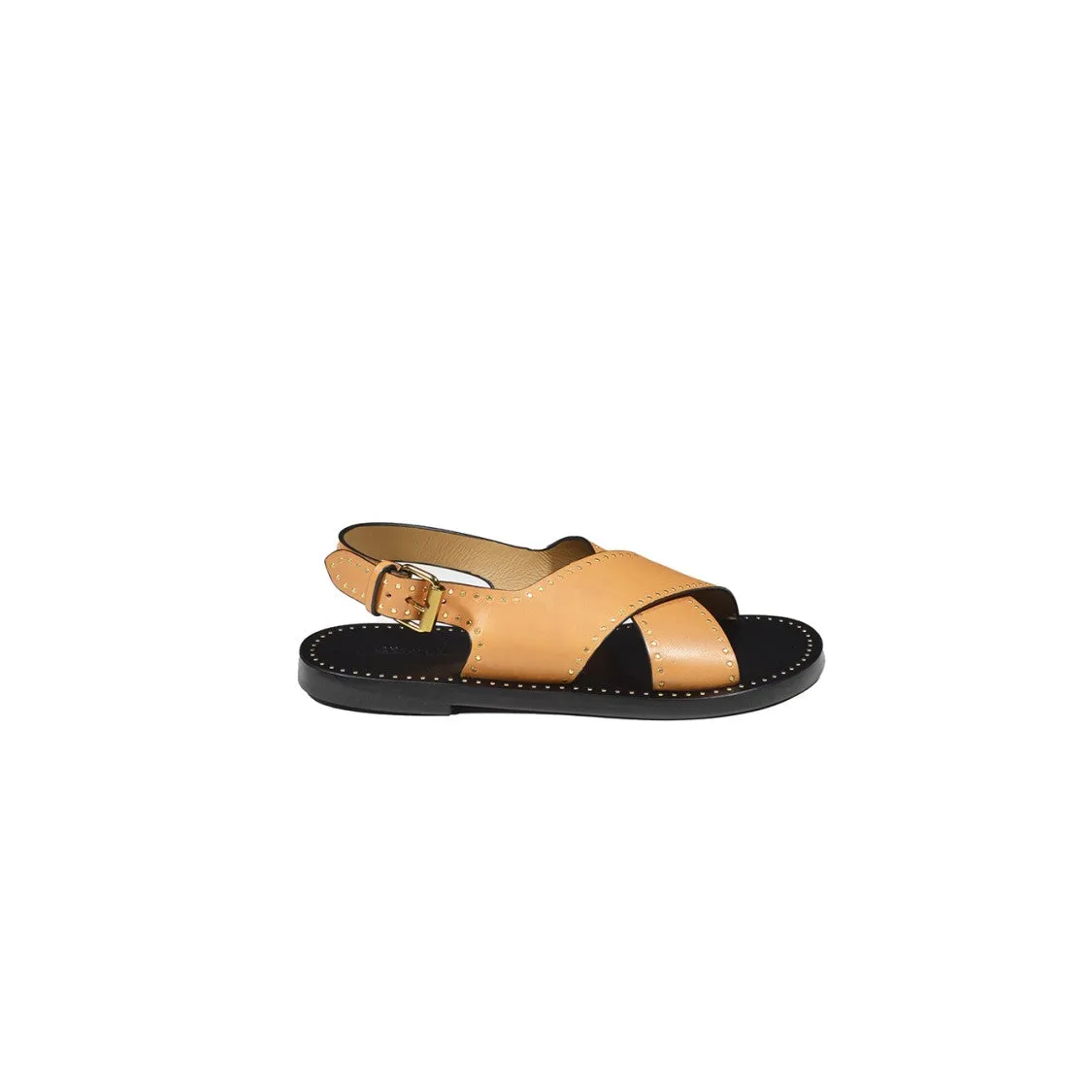 Jane Low Sandals In Tan Smooth Leather