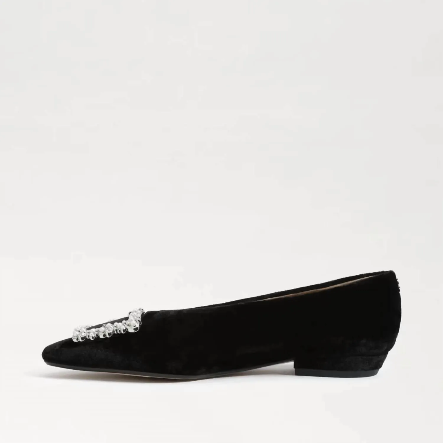 Janina Luster Pointed Toe Flat In Black Velvet