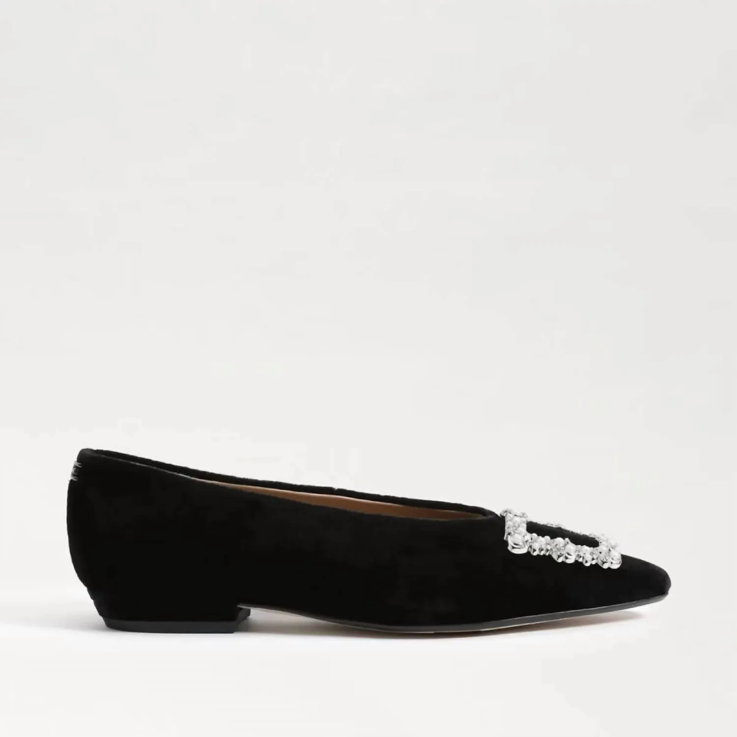 Janina Luster Pointed Toe Flat In Black Velvet