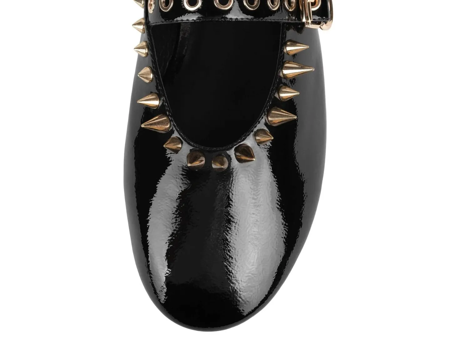 Jeffrey Campbell: Dancer Spike in Black Crinkle Patent & Gold