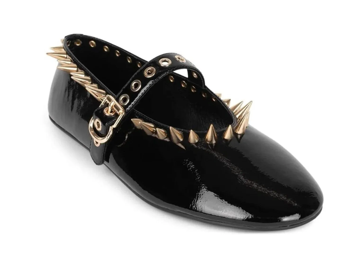 Jeffrey Campbell: Dancer Spike in Black Crinkle Patent & Gold