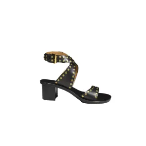 Jillin Heeled Sandals In Black Smooth Leather