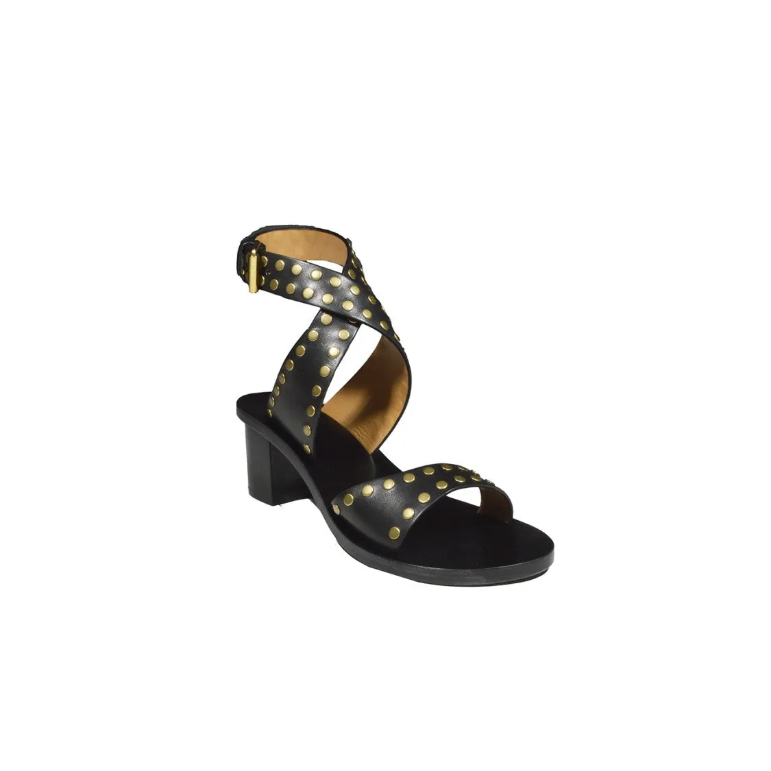 Jillin Heeled Sandals In Black Smooth Leather