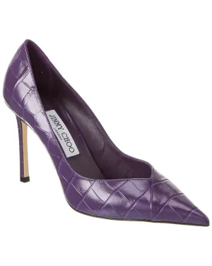 Jimmy Choo Cass 95 Croc-Embossed Leather Pump