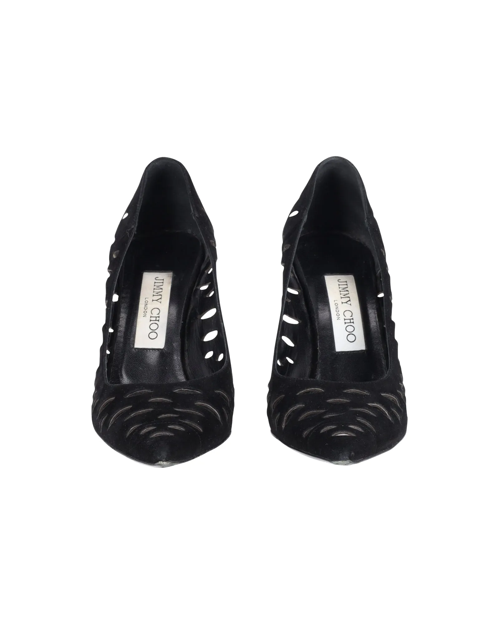 Jimmy Choo Lasercut Romy Pumps Black Suede