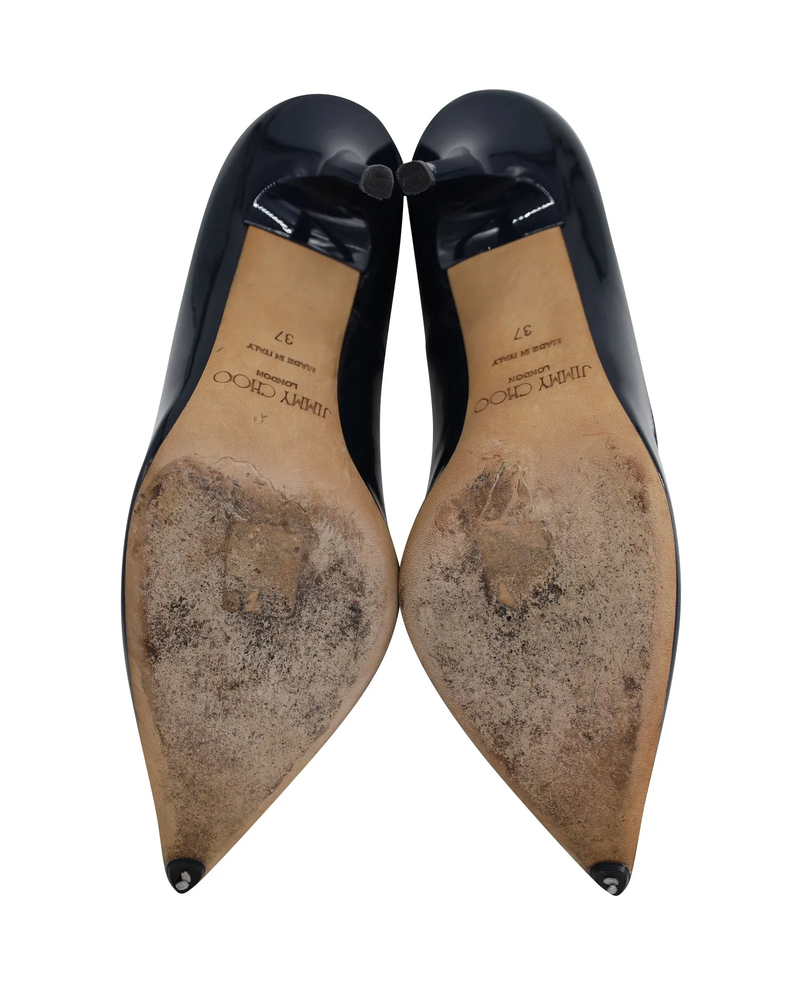 Jimmy Choo Romy Pointy Toe Pumps in Navy Patent Leather