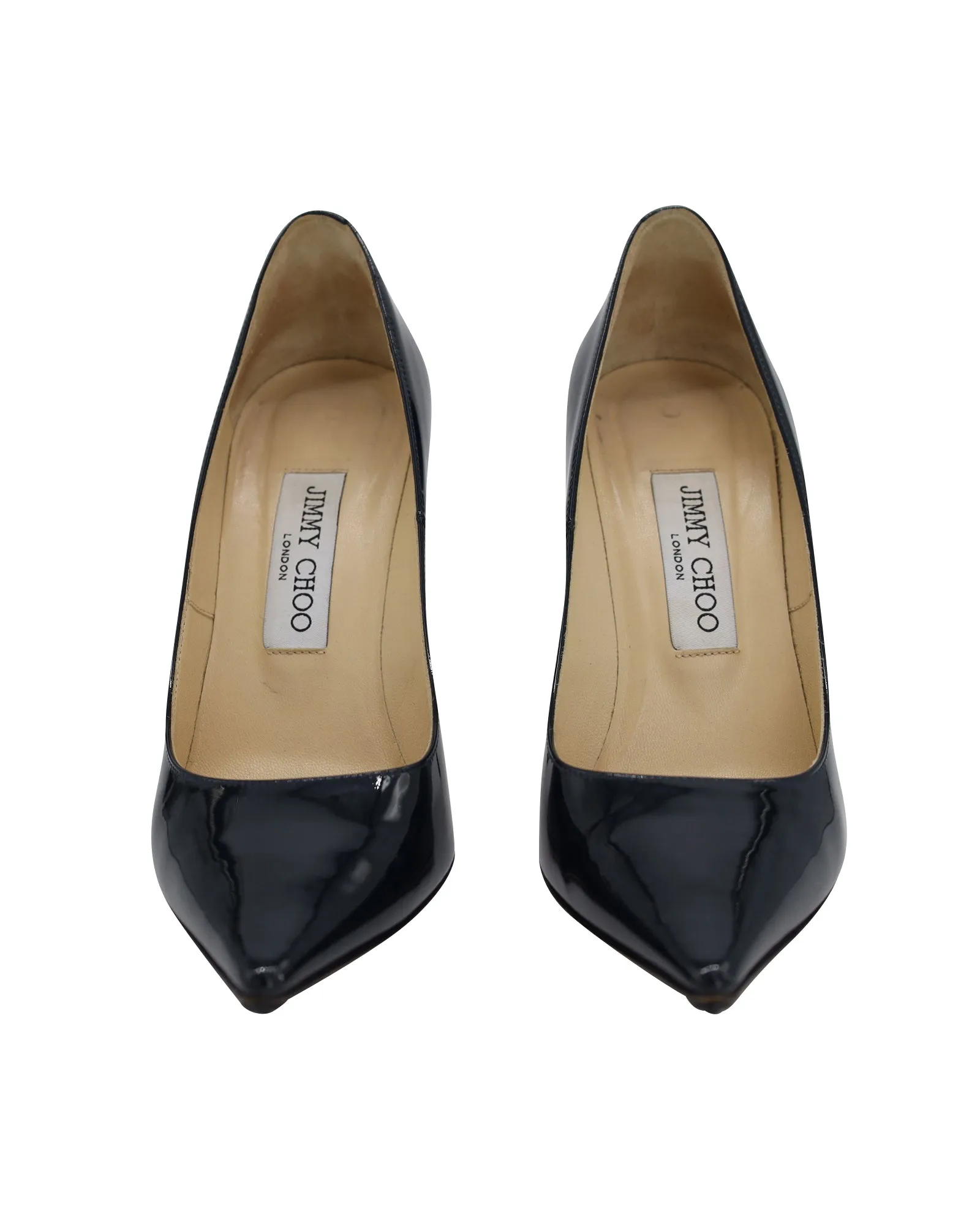 Jimmy Choo Romy Pointy Toe Pumps in Navy Patent Leather