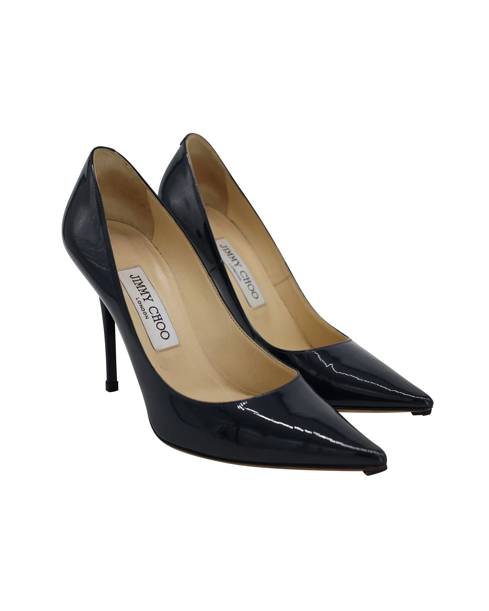 Jimmy Choo Romy Pointy Toe Pumps in Navy Patent Leather