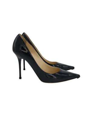 Jimmy Choo Romy Pointy Toe Pumps in Navy Patent Leather