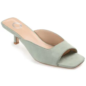 Journee Collection Womens Medium and Wide Width Larna Slip On Kitten Heel Open Toe Pumps