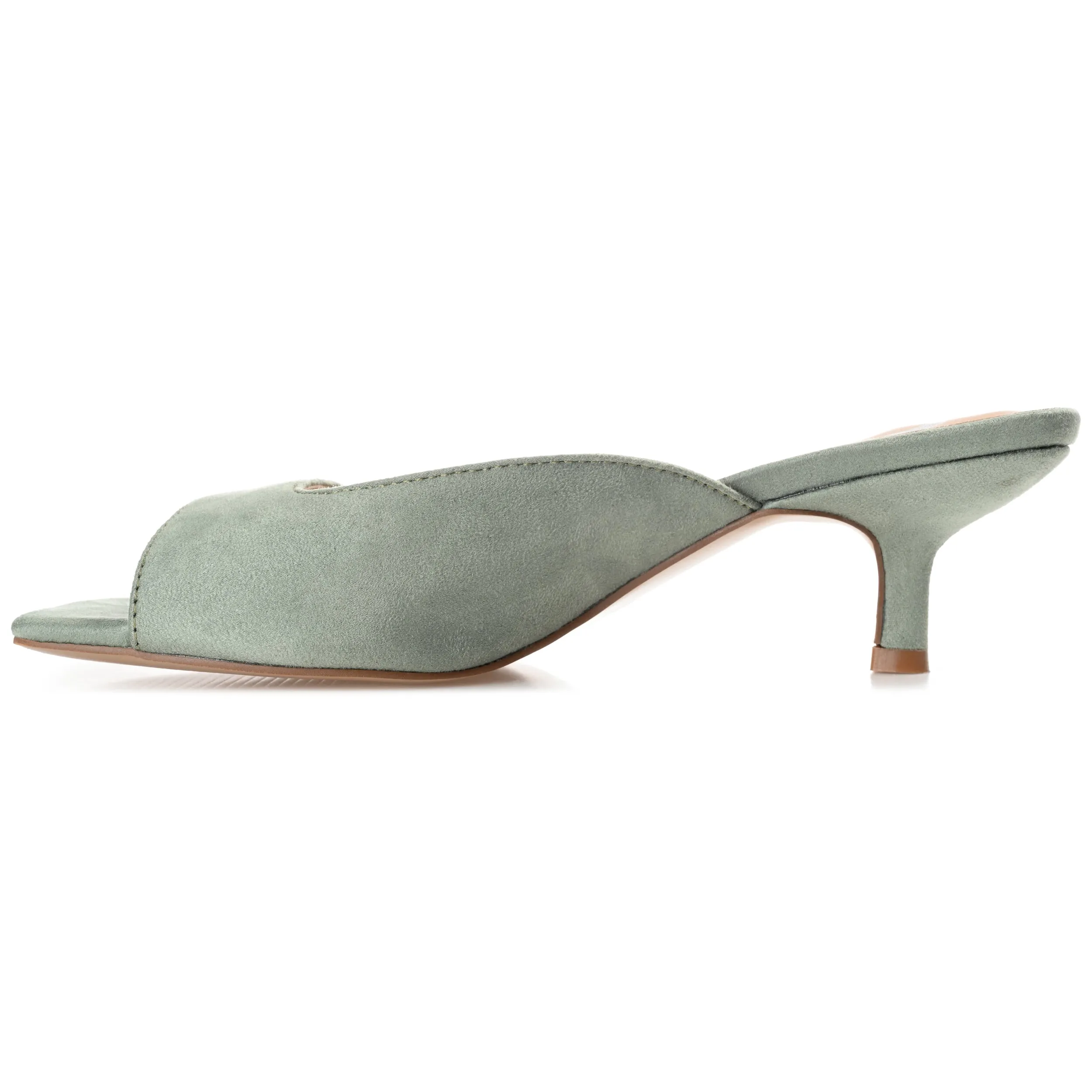 Journee Collection Womens Medium and Wide Width Larna Slip On Kitten Heel Open Toe Pumps
