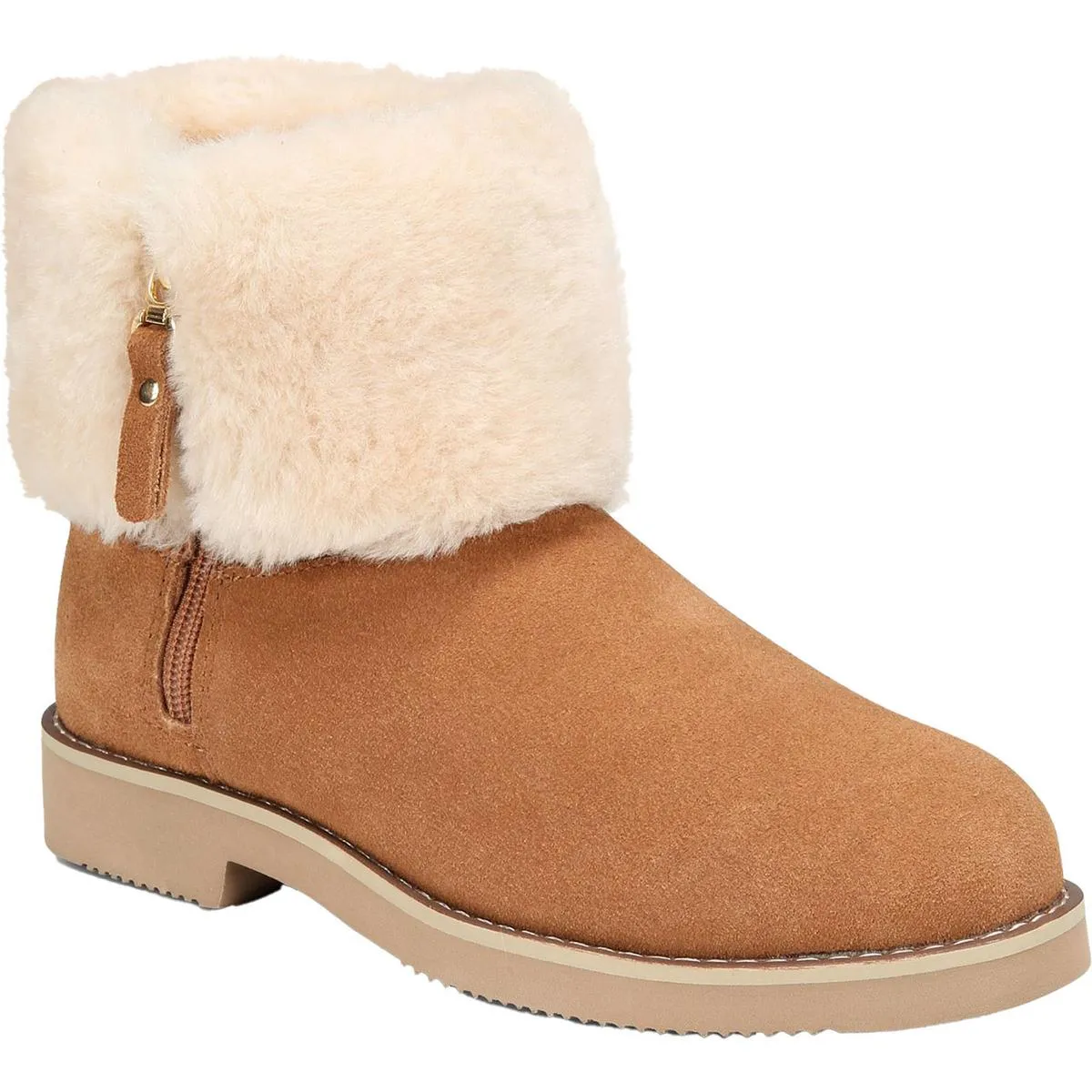 Kalliees Womens Faux Fur Lined Faux Fur Shearling Boots