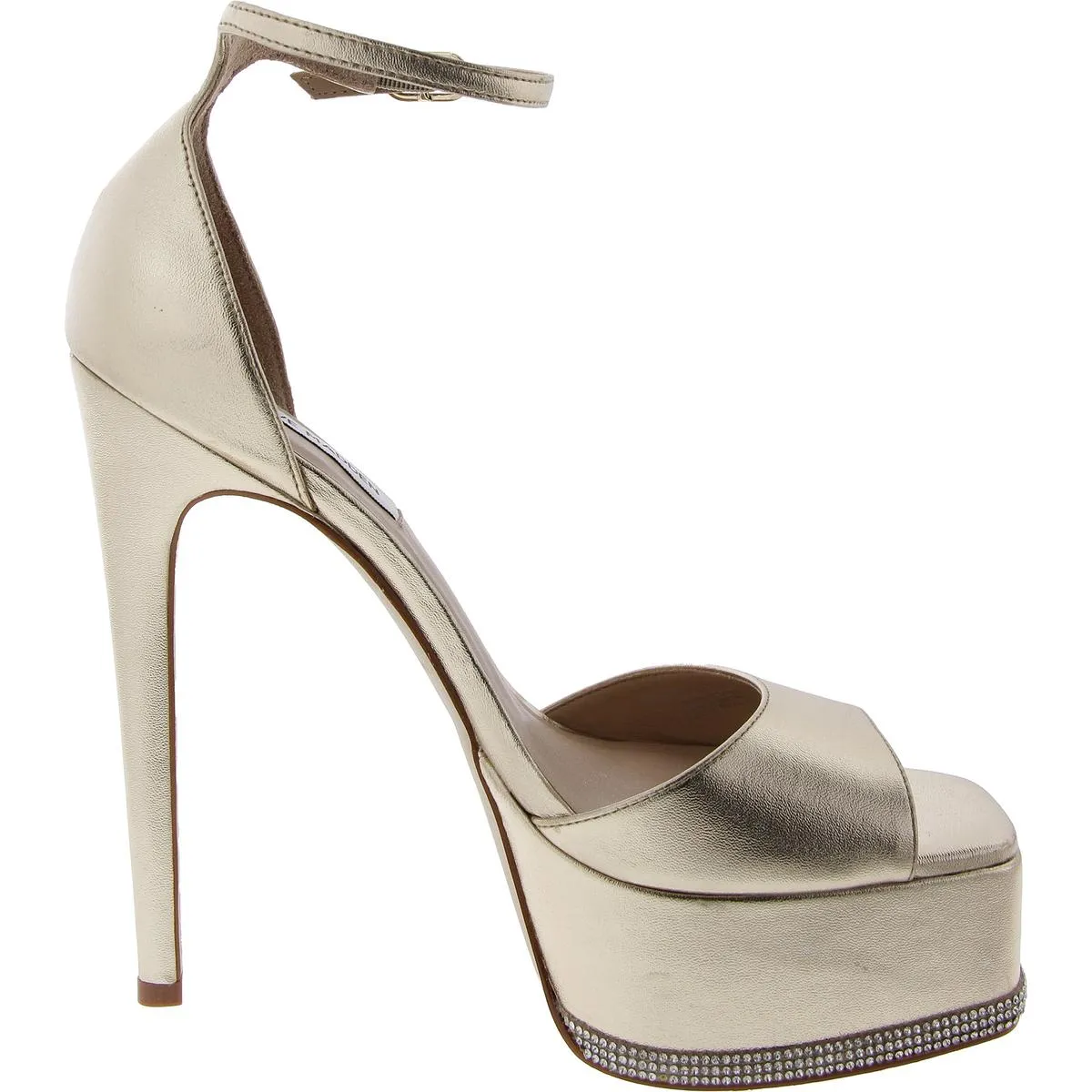 Keeva Womens Leather Ankle Strap Platform Heels