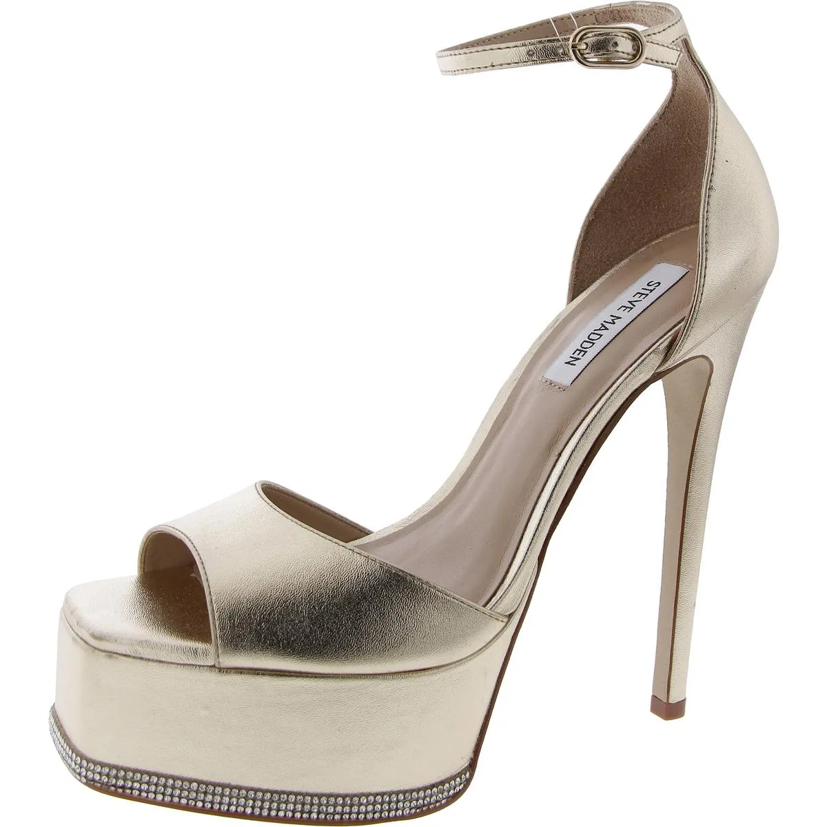 Keeva Womens Leather Ankle Strap Platform Heels