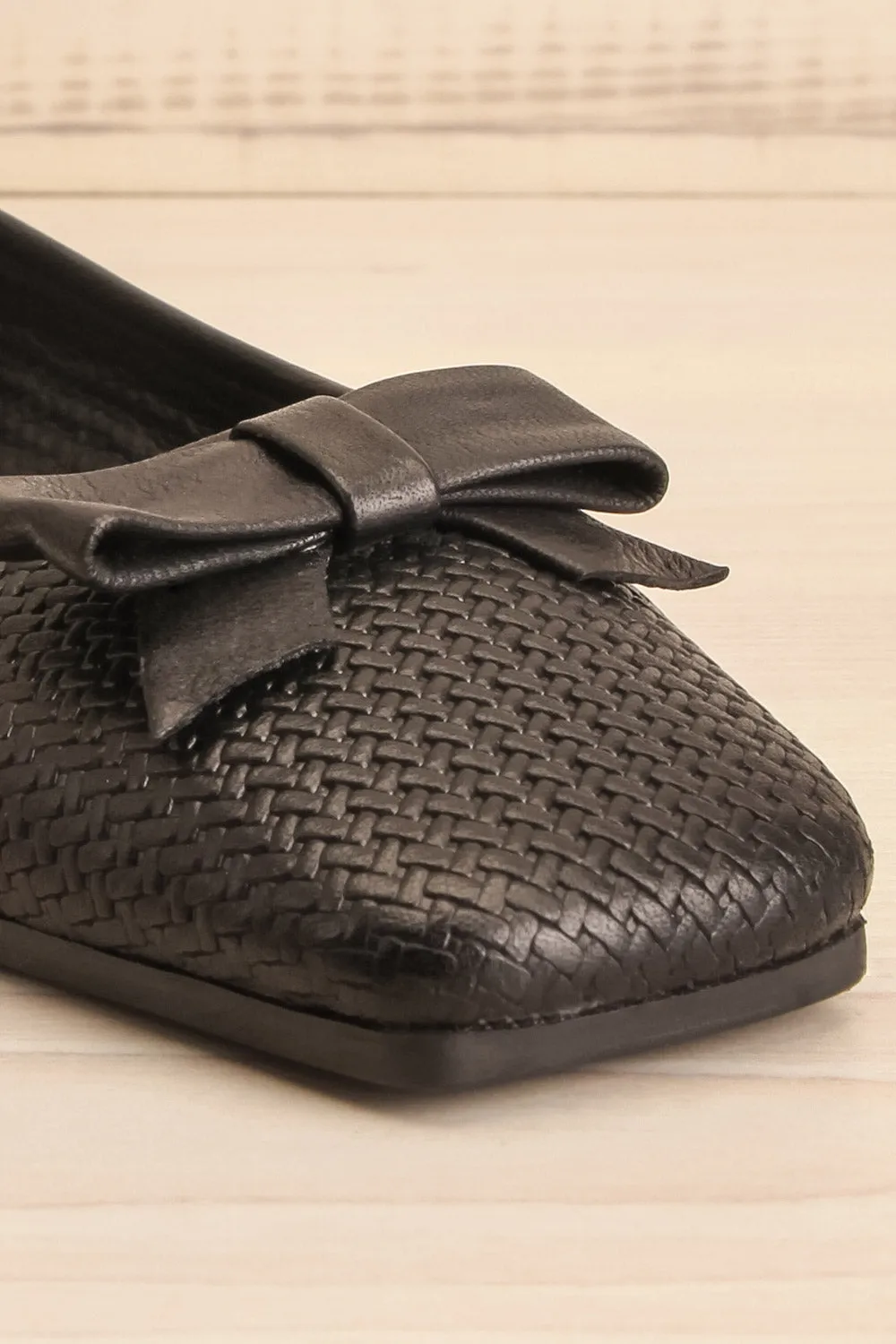 Kelowna Black | Woven Leather Ballerina Flats