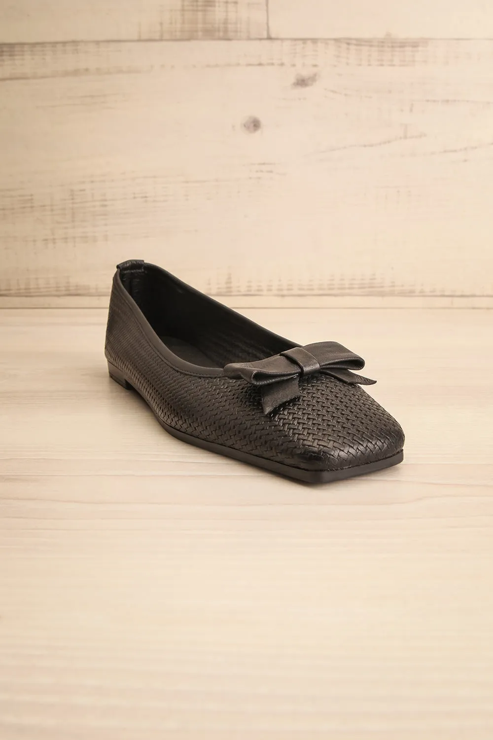 Kelowna Black | Woven Leather Ballerina Flats